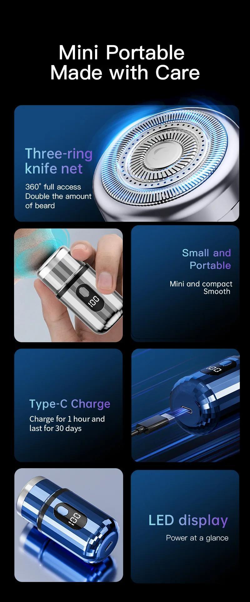 Product Introduction of Shaver Powerful Floating Travel Shaver Grooming Kit Men Electric Shaver Body Shaver Shaving Machine Suitable for All Skin Types 15