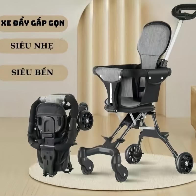   Hàng Loại 1  Xe đẩy gấp gọn có đệm ngồi êm đảo 2 chiều khoá bánh xe Xe đẩy gấp gọn có mái che tập xe  đôi Vali 