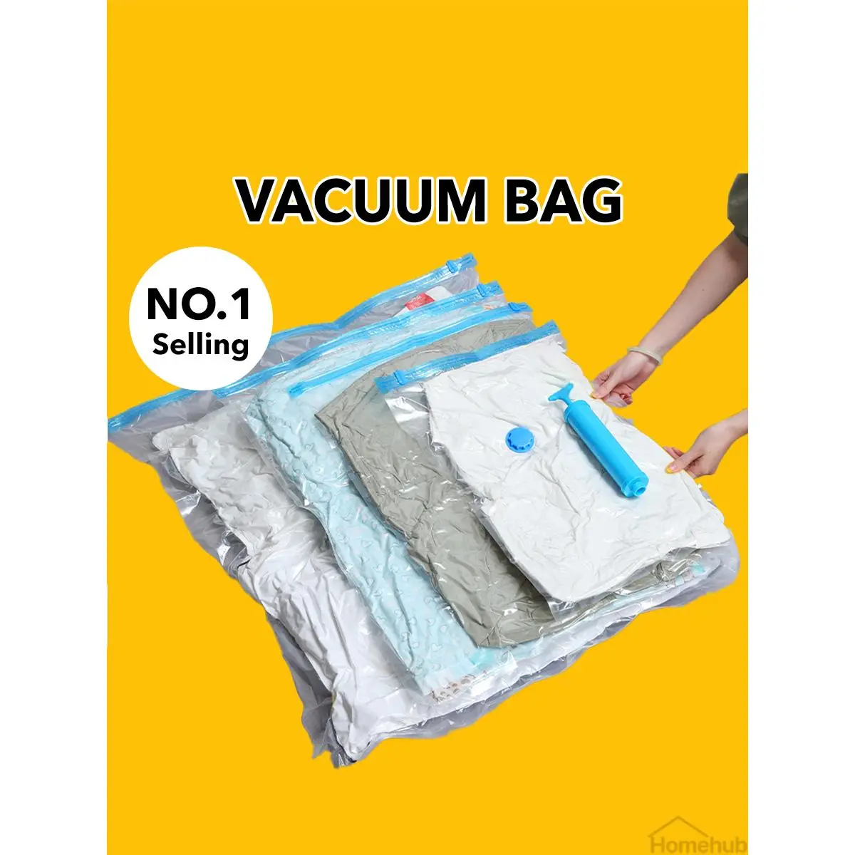 Homehub Vacuum Storage Bag Ziplock Vaccum for Travel Clothes Sealer Hand Roll Organiser