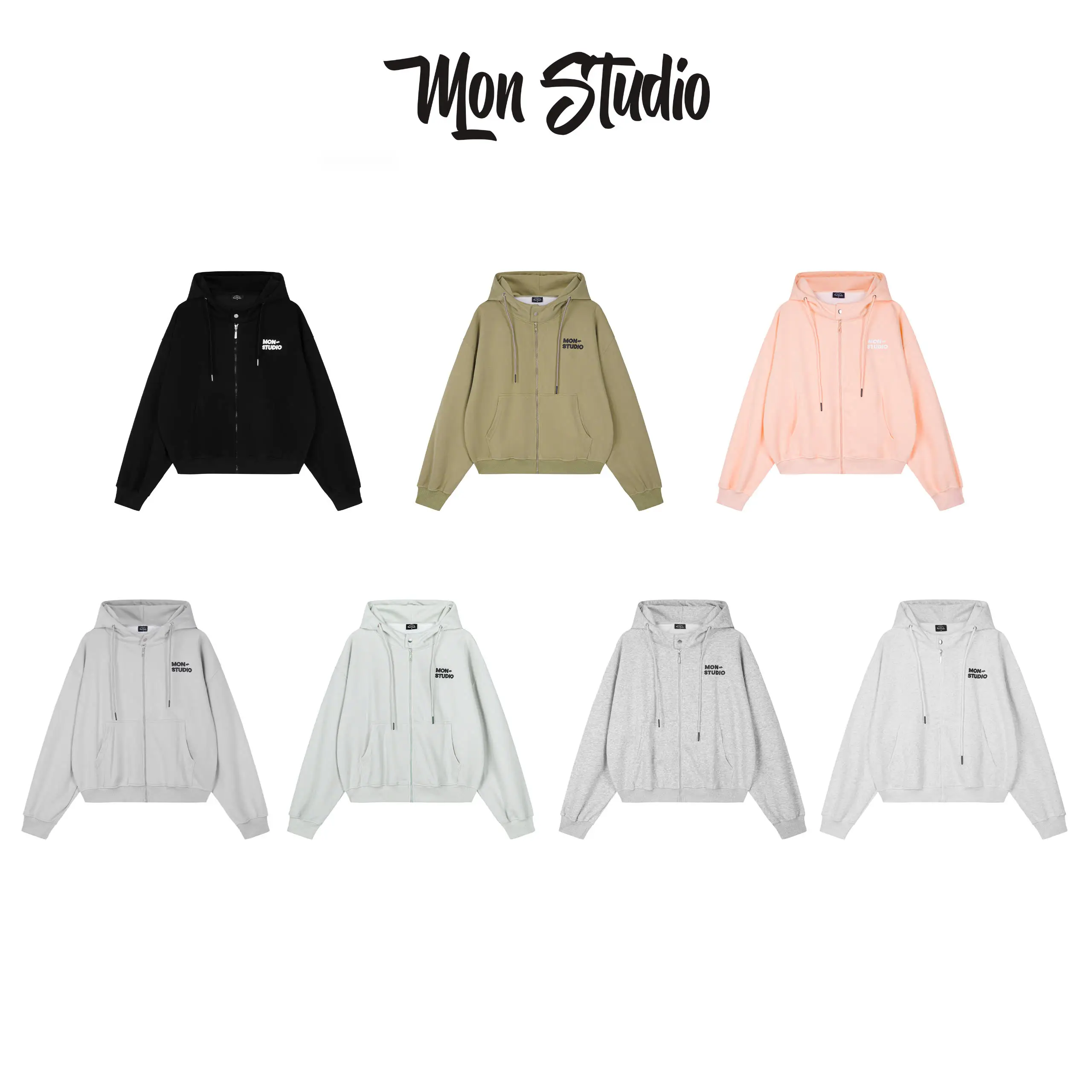 [NỈ ÉP MÙA HÈ MÁT] Mon Studio – Áo Khoác Nỉ Xuân Hè, HOODIE ZIP BOXY , Có Túi Trong, Form Rộng Nam Nữ Unisex.