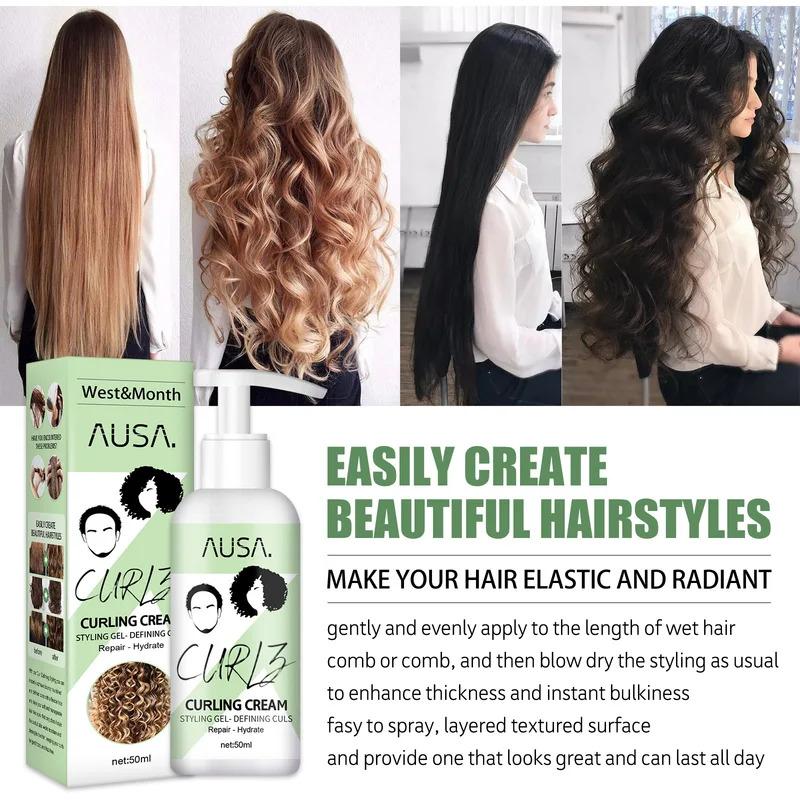 50ml Hair Curling Cream Anti-Frizz Bouncy Resilient Enhancer Styling Lotion Prevent Hair Breakage Smooth Moisturizing Hair Care Gel Haircare Moisturizer Moisturize Moisture 4