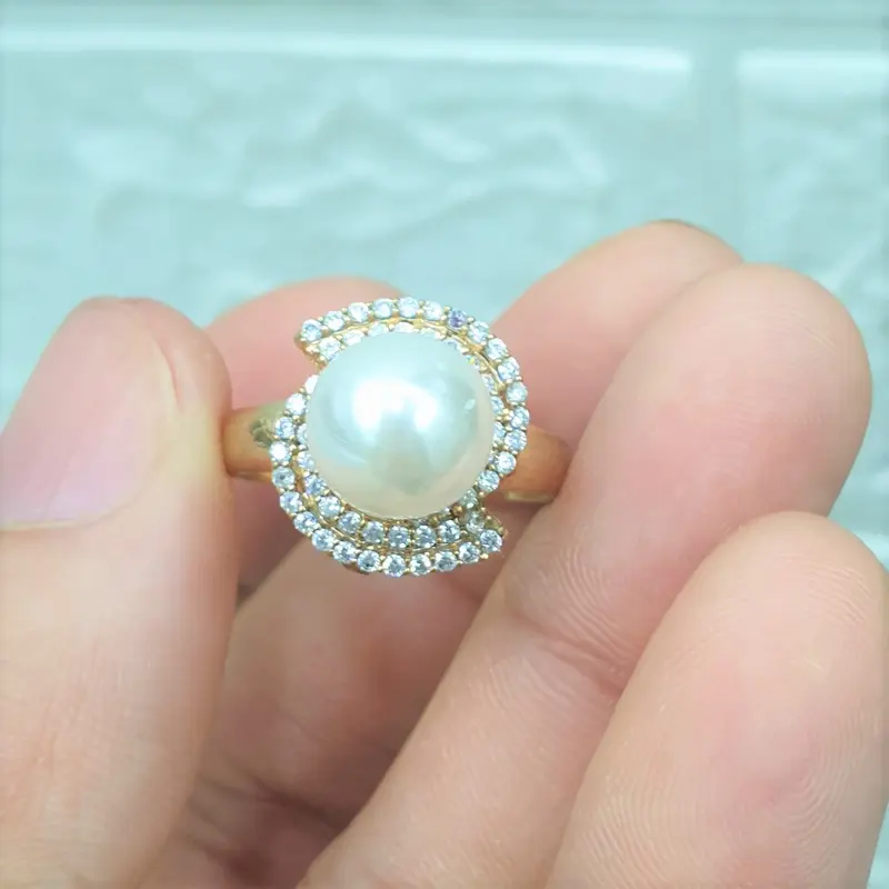 (Có Ký Hiệu-Dùng Như Vàng) Nhẫn Đính Trai Xoàn Cắt Cao Cấp- Nhẫn nữ dùng lâu dài tắm rửa thoải mái không phai không kiêng mồ hôi,có pha vàng bên trong 3