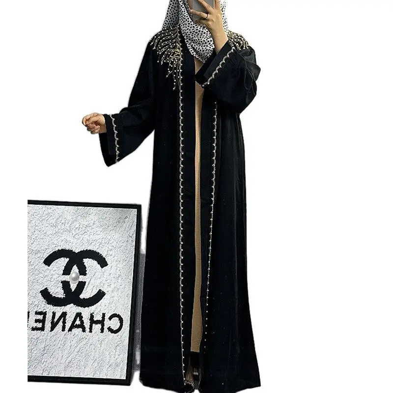 Arab Middle East Dubai Fashion Elegant Embroidery Beaded Cardigan Robe