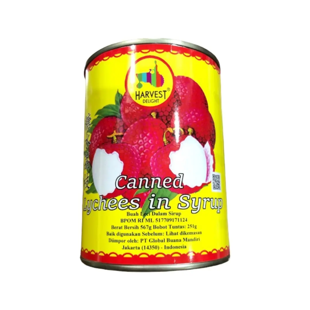 Buah Leci Lychee Lechy Sirup Syrup Kaleng Harvest Delight 567Gram 567 ...