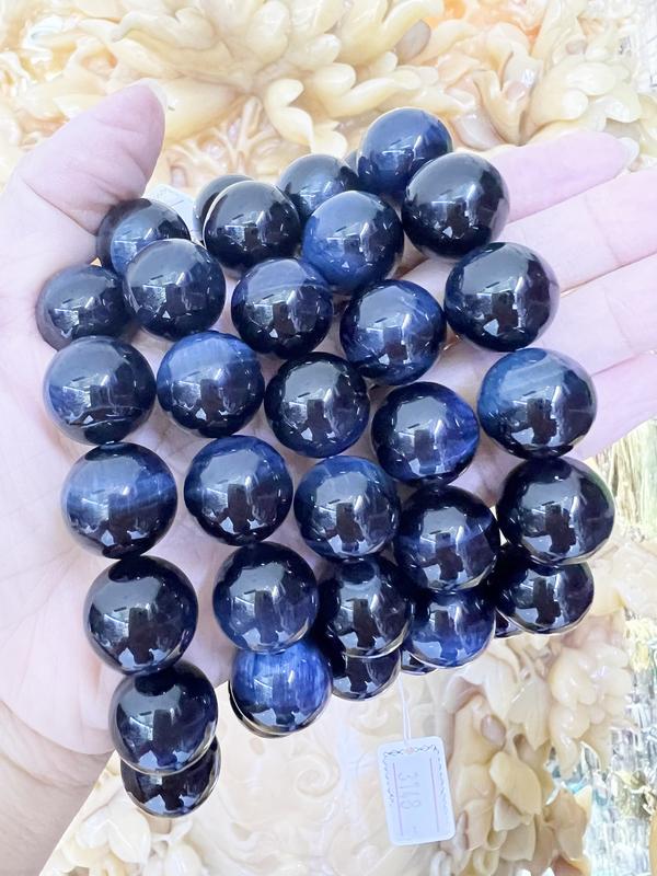 KN42 MắtHổXanhĐenVIP Vòng tay Đá phong thủy Mắt Hổ Xanh Đen Siêu Vip Mắt chim ưng ánh xanh Hợp Mệnh Thủy và Mộc vòng thạch