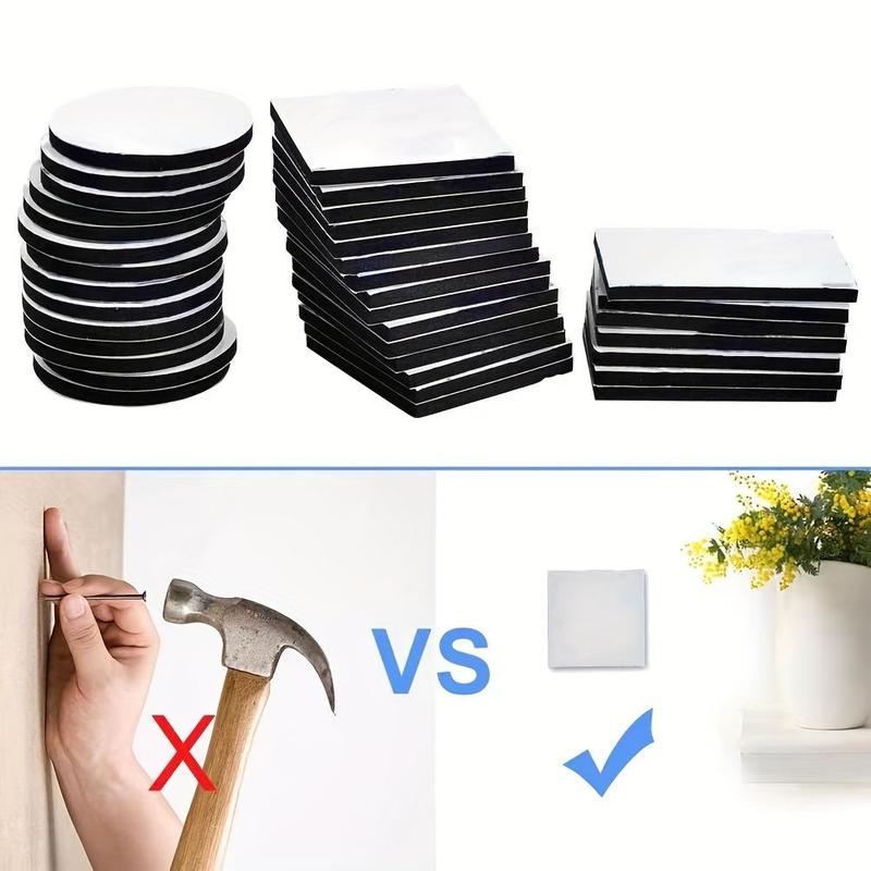 Double Sided Square and Round Tape, Multifunctional Self Adhesive Foam Pad, Non-slip Strong Adhesive Tape, Mounting Pad for Home Office Wall Decor 5
