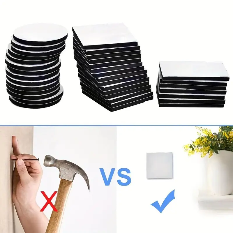 Double Sided Square and Round Tape, Multifunctional Self Adhesive Foam Pad, Non-slip Strong Adhesive Tape, Mounting Pad for Home Office Wall Decor 5