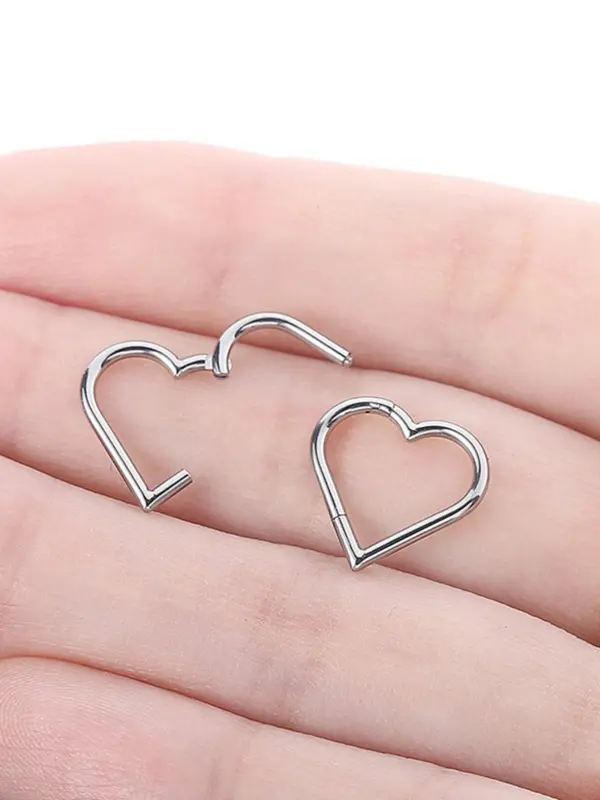 Heart Shaped Stainless Steel Hoop Earrings, Fashionable Earrings for Women & Girls, Trendy All-match & Exquisite Jewelry for Birthday Gift 2