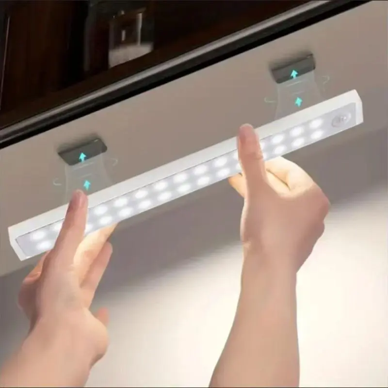 Motion Sensor Cabinet Table Light, 1 Count Rechargeable Magnetic Wireless LED Light, Induction Night Light, Indoor Lighting for Desk & Wardrobe & Stairs