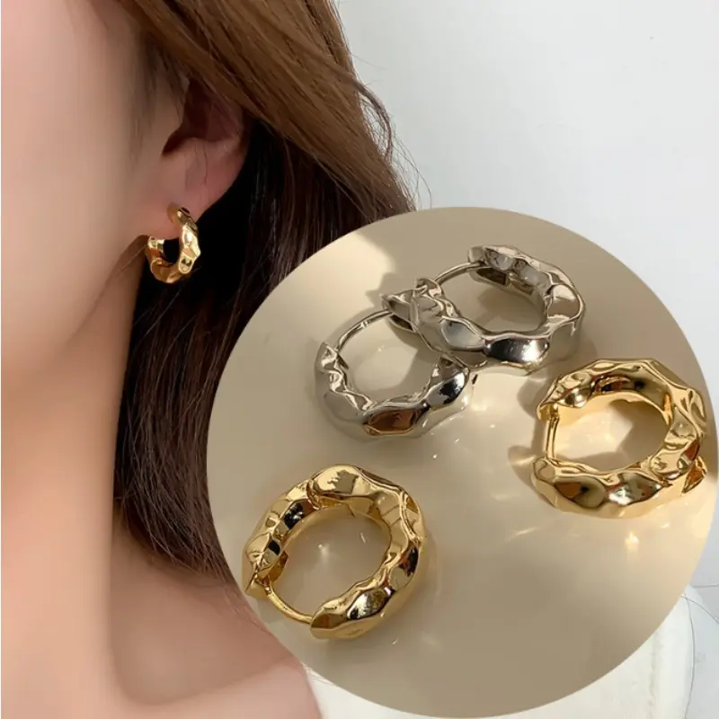 Stainless Steel Smooth Metal Hoop Earrings for Woman Girl Temperament Girl's Daily Wear Earrings