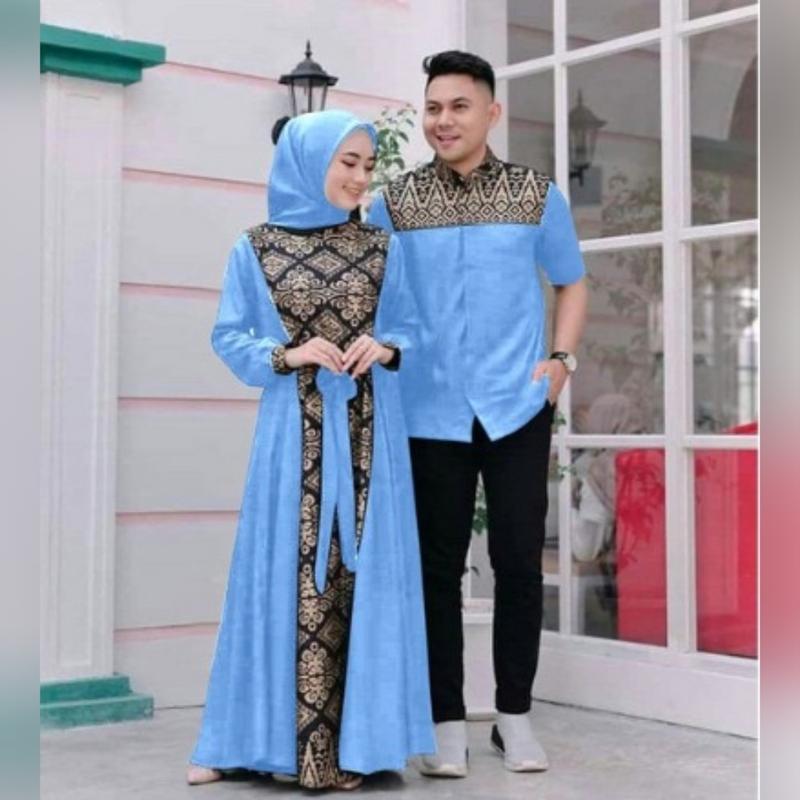 Product Introduction of COUPLE IRWANSYAH DI JAMIN REAL PIC/COD YA KK/BAJU PASANGAN KOMBY BATIK GOLD ADA 3 SIZE UKURAN M,L,XL Gamis Muslim Keluarga Dress Panjang Kondangan Lebaran 10