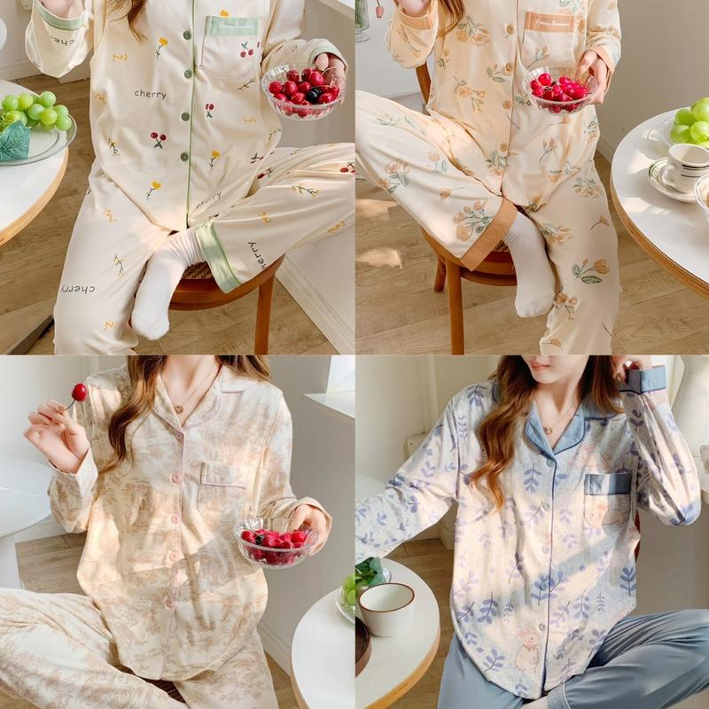 Bộ đồ bầu bộ pijama cho mẹ bầu và sau sinh chất cotton mềm mại thiết khế mở ngực cho con tuti và chun điều chỉnh bụng