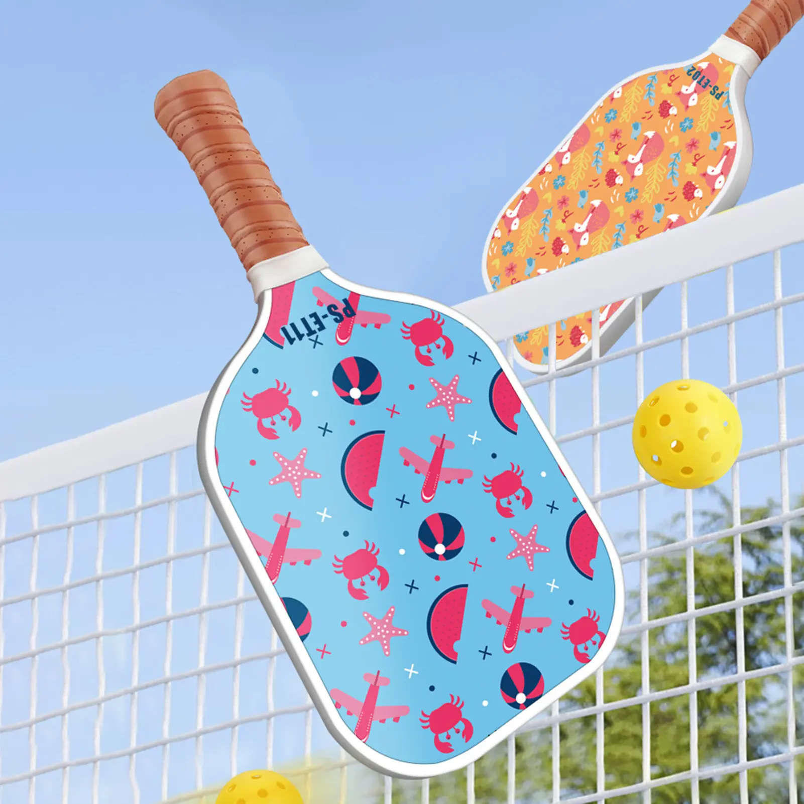 Pickleball Paddle Fiberglass Honeycomb Core Pickleball Set with 4 Balls Ergonomic Grip Pickleball Racket for Men Women Kids