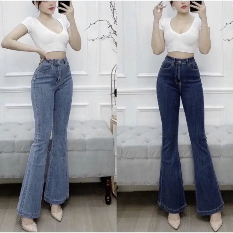 QUẦN LOE CẠP CAO MẶC ÔM V3 THIẾT KẾ MAY GẤU 3CM 0