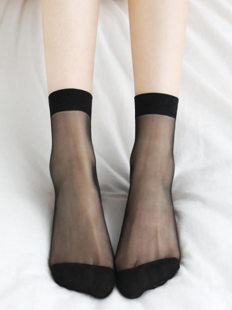 Product Introduction of Women's 10 Pairs Solid Sheer Crew Socks, Fashion Casual Comfy Breathable Mid-Calf Socks for Daily Outdoor Wear, Ladies Socks for Summer 3