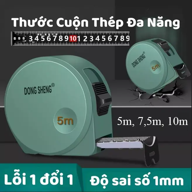 Thước Cuộn Thép Dong Sheng Đa Năng 5m/7,5m/10m Thiết Kế Tinh Tế, Hiện Đại, Ứng Dụng Đo Đạc Nhà Cửa, Thi Công Công Trình