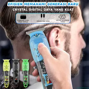 Alat Cukur Rambut Elektrik Transparan Mesin Pangkas Profesional Pria Salon Rumahan Pisau Cukur Rechargeable Motor Kuat Low Noise Tajam Tahan Lama