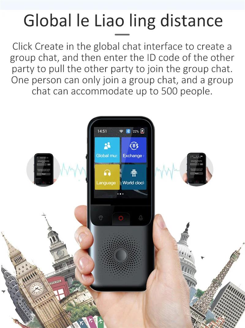 Product Introduction of Portable Intelligent Voice Translator, Interactive Real-Speech, Offline Translation Machine, Business Travel, T11, 134 Languages 32