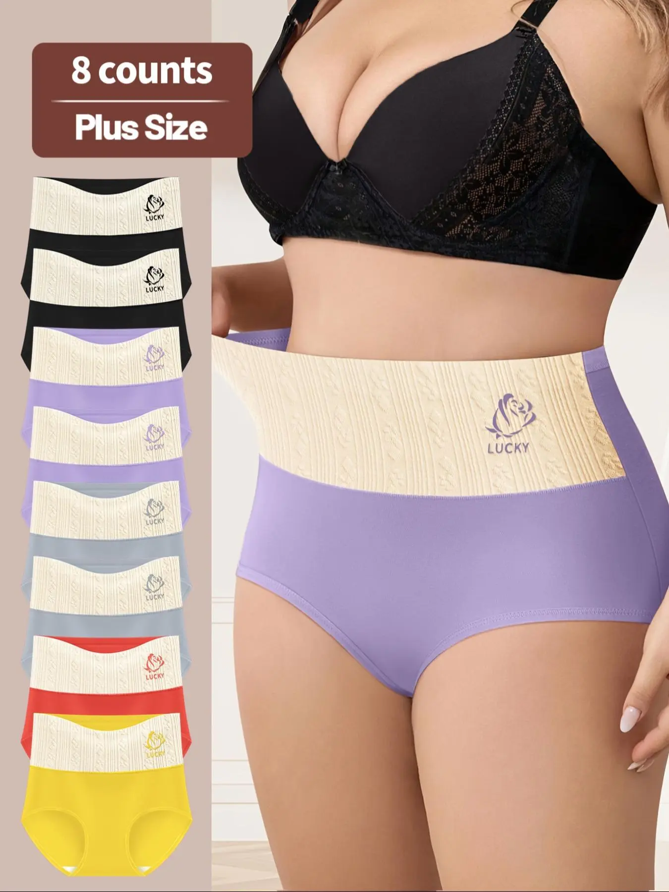【COTTON】【Plus Size】 Women's High-Waisted Slimming Underwear, Women's Underwear for All Seasons