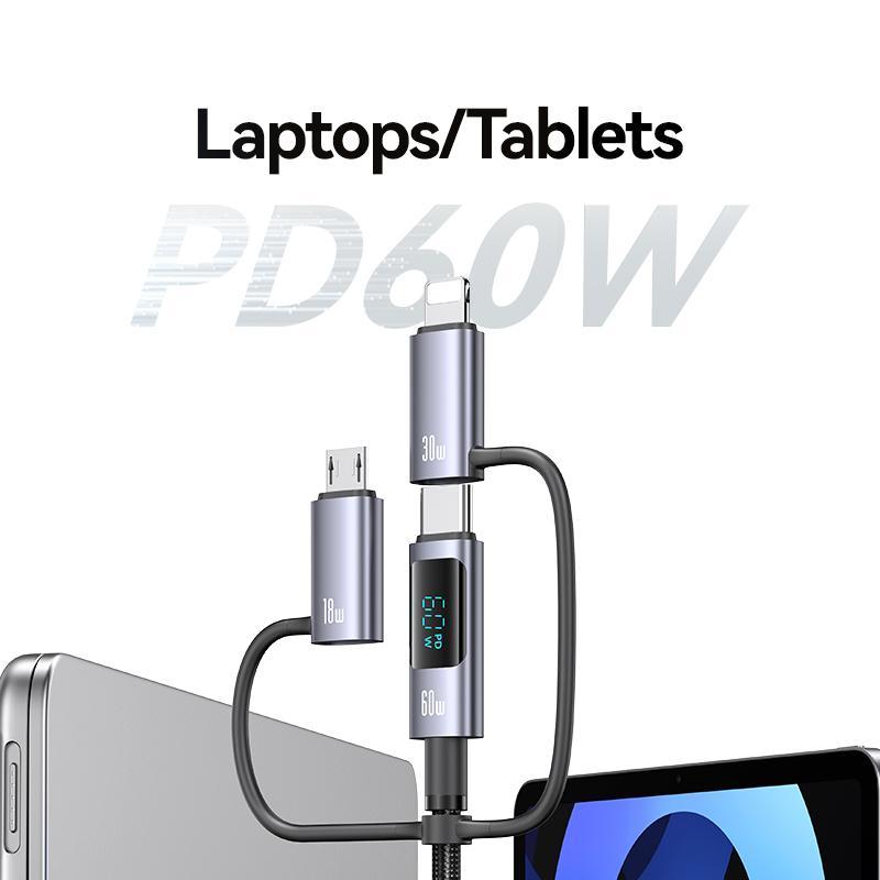Product Introduction of USAMS Multifunctional Fast Charging Data Cable, 60W Fast Charging Cable with Digital Display 3