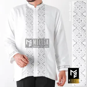 Baju Koko Pria Lengan Panjang Bahan Poli Katun Warna Putih Tulang Ukuran M L XL Jumbo XXL XXXL XXXXL