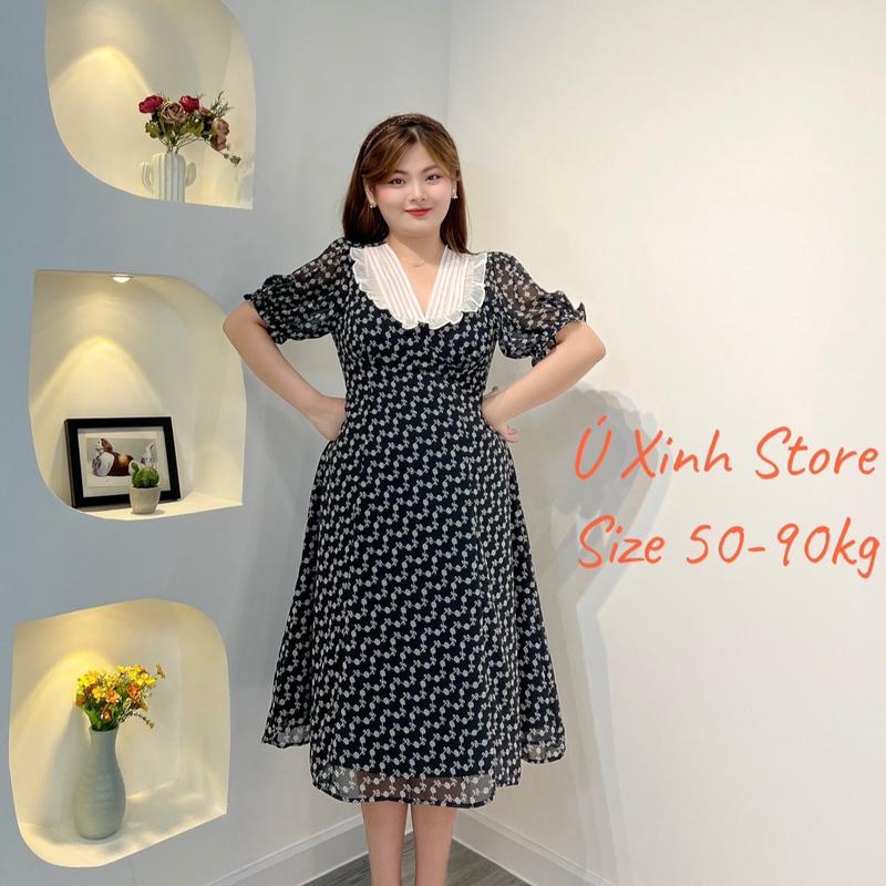   Sa.le lẻ size  Đầm maxi BIGSIZE  - D52D - Ú XINH STORE VOAN HOA cao cấp cho người béo mập đi tiệc đi làm đi chơi 