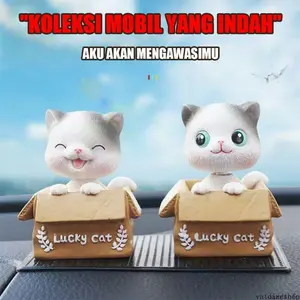Boneka Kucing Kardus Goyang Lucu Dekorasi Dashboard Mobil Aksesoris Mobil Unik Handmade Anti Bosan Mainan Goyang Interior Mobil Keren dan Imut