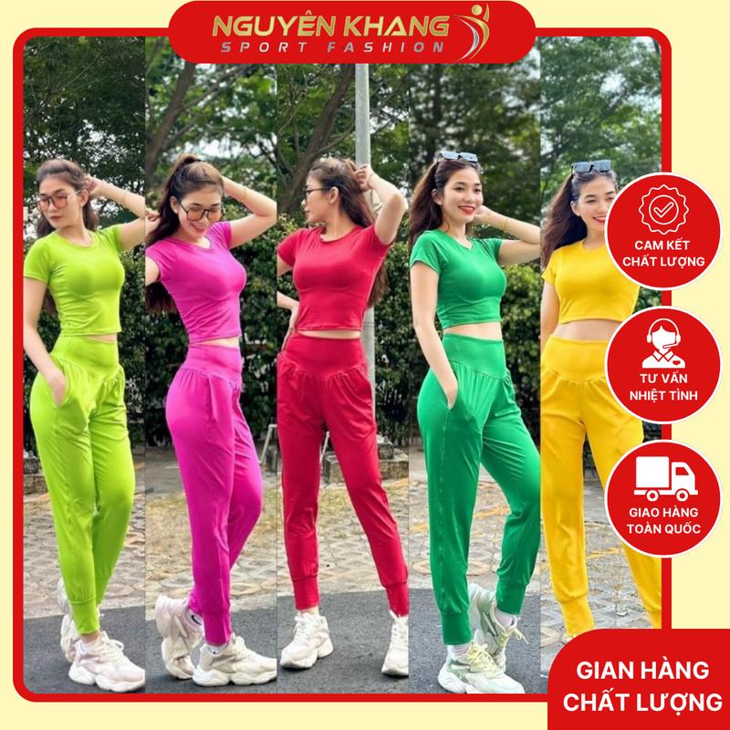 Bộ tập thể thao-gym- yoga -earobich quần dài có túi áo croptop SIZE M,L,XL,XXL Thun Sport 0