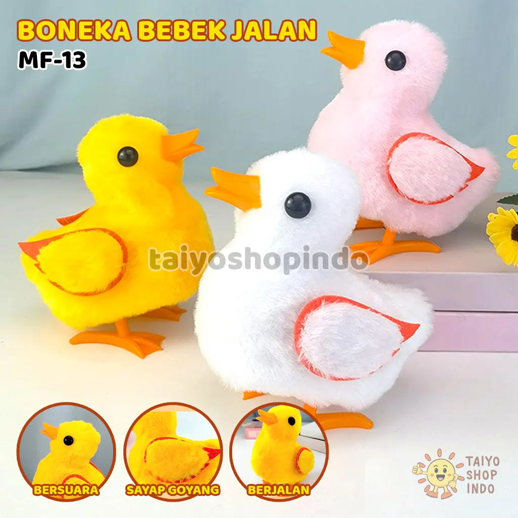 TAIYO Boneka Bebek Jalan Suara Elektrik Bunyi Nyala Bergerak Sayap Duck Doll Plush Walk Mainan Anak