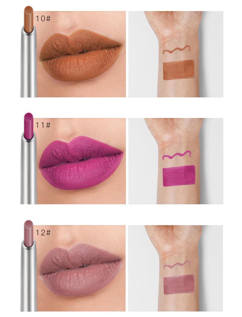 Product Introduction of Pudaier Three-Dimensional Matte 17 Colors Lip Liner Automatic Non-Decolorizing Eye Shadow Eyeliner Lipstick Lip Pencil 6