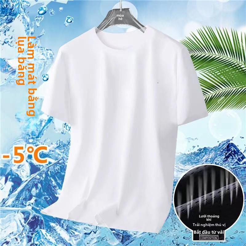Áo Thun ngắn Tay Lụa Lạnh Dành Cho Nam Giới, Dáng Rộng Vừa Vặn, Trang Phục Mùa Hè, Lưới Thoáng Khí, Thiết Kế Chữ Cái, Phong Cách Thể Thao Ngầu Lớp Cơ Sở 5