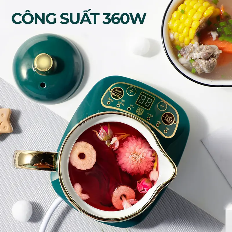 Cốc Chưng Yến, Cốc Hầm Đa Năng Kèm Thìa Bát Sứ Cùng Màu nồi nấu mini 500ml, 600ml, 800ml, hâm nóng, hãm, pha trà Máy Làm Sữa 4