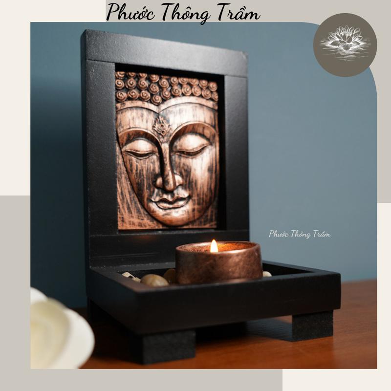 Hộp Nến Phật Bình An, Đế Nến Mặt Phật Thích Ca Mâu Ni Đặt Decor Trang Trí Nhà Cửa, Bàn Làm Việc, Phòng Thiền Decor Phòng - Phước Thông Trầm Tranh