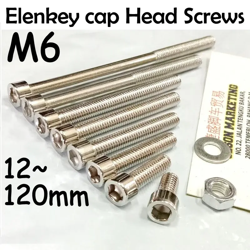 304 Stainless Steel M6 Hex Socket Cap Head Screws SHINY SURFACE Allen ...