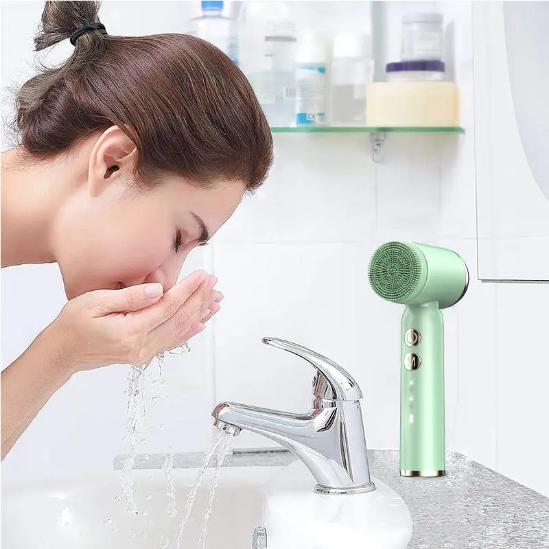 6 in 1 Ultrasonic Electric Facial Cleansing Brush, Hot & Cold Sound Wave Facial Oil Removal & Cleansing Brush, Skin Massage Machine, Beauty Device, Comfort 5