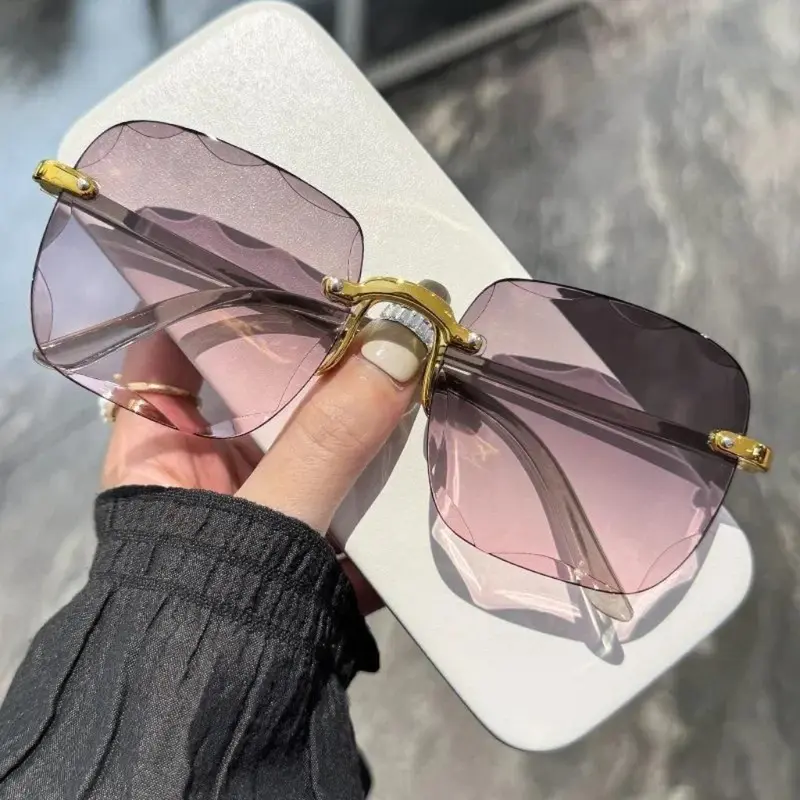 Lunettes De Soleil Rimless UV400, Style Vintage Shades, Neuves