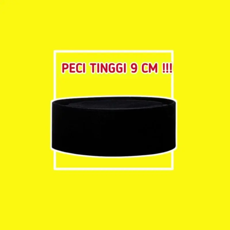 Songkok Hitam Tinggi 6 cm, 7 cm, 8 cm, 9 cm, Peci Hitam Pendek berkualitas bahan tebal dan halus Kopiah 4