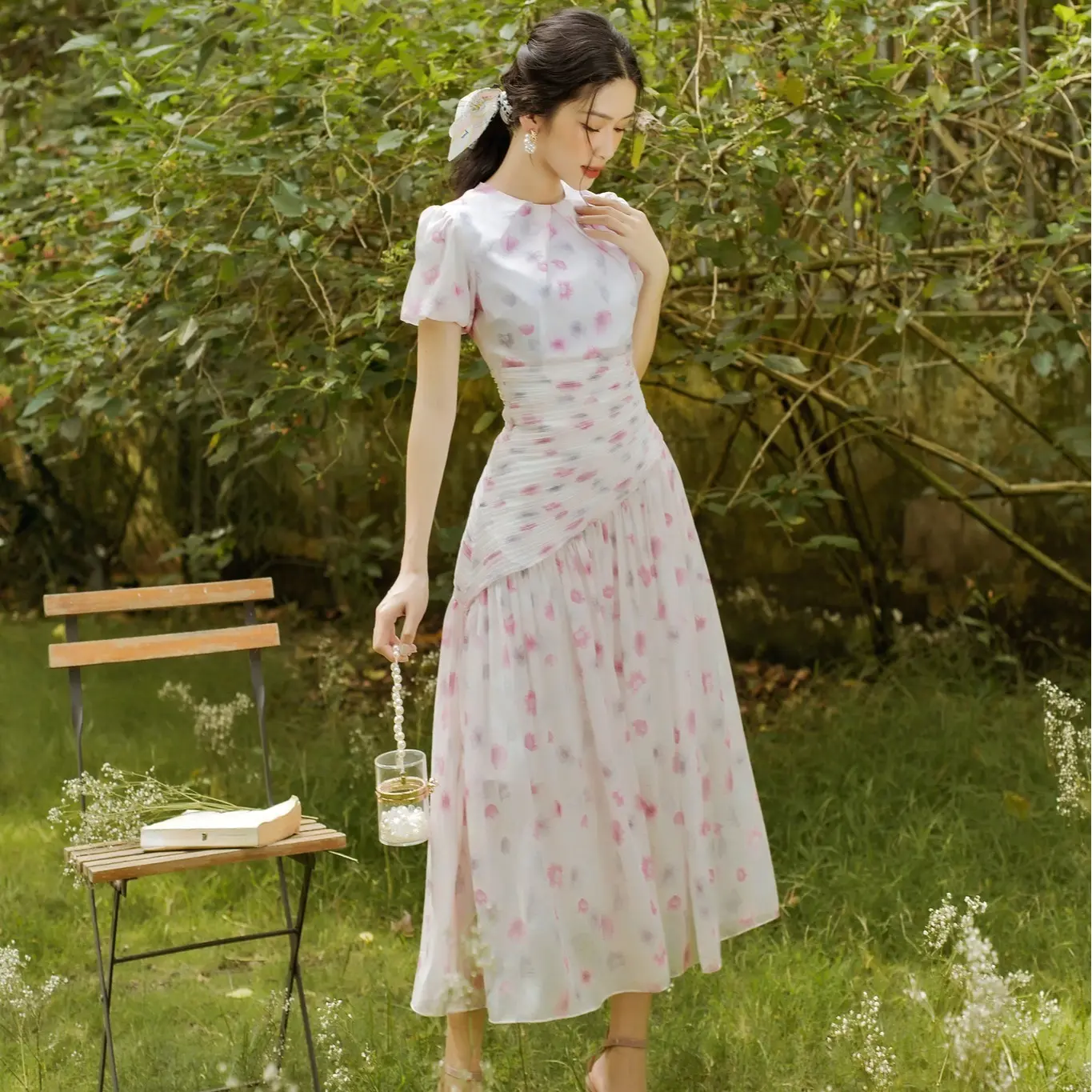 TIELA Đầm váy hoa hồng xếp nhún - Helen Dress