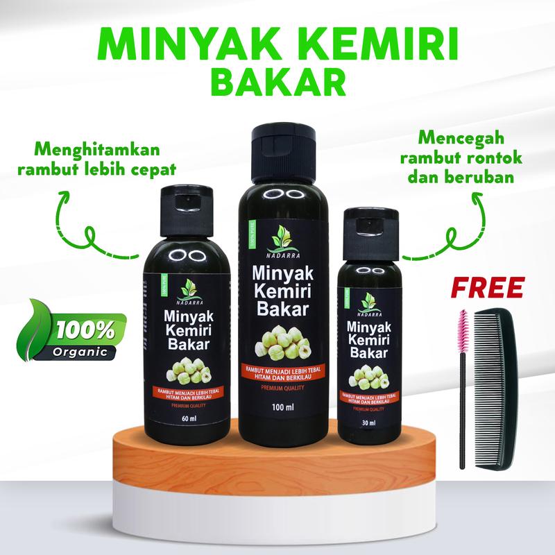 Nadarra Minyak Kemiri Bakar dan Kemiri Gold Murni Penumbuh dan Penghitam Rambut Bulu Mata dan Alis 1