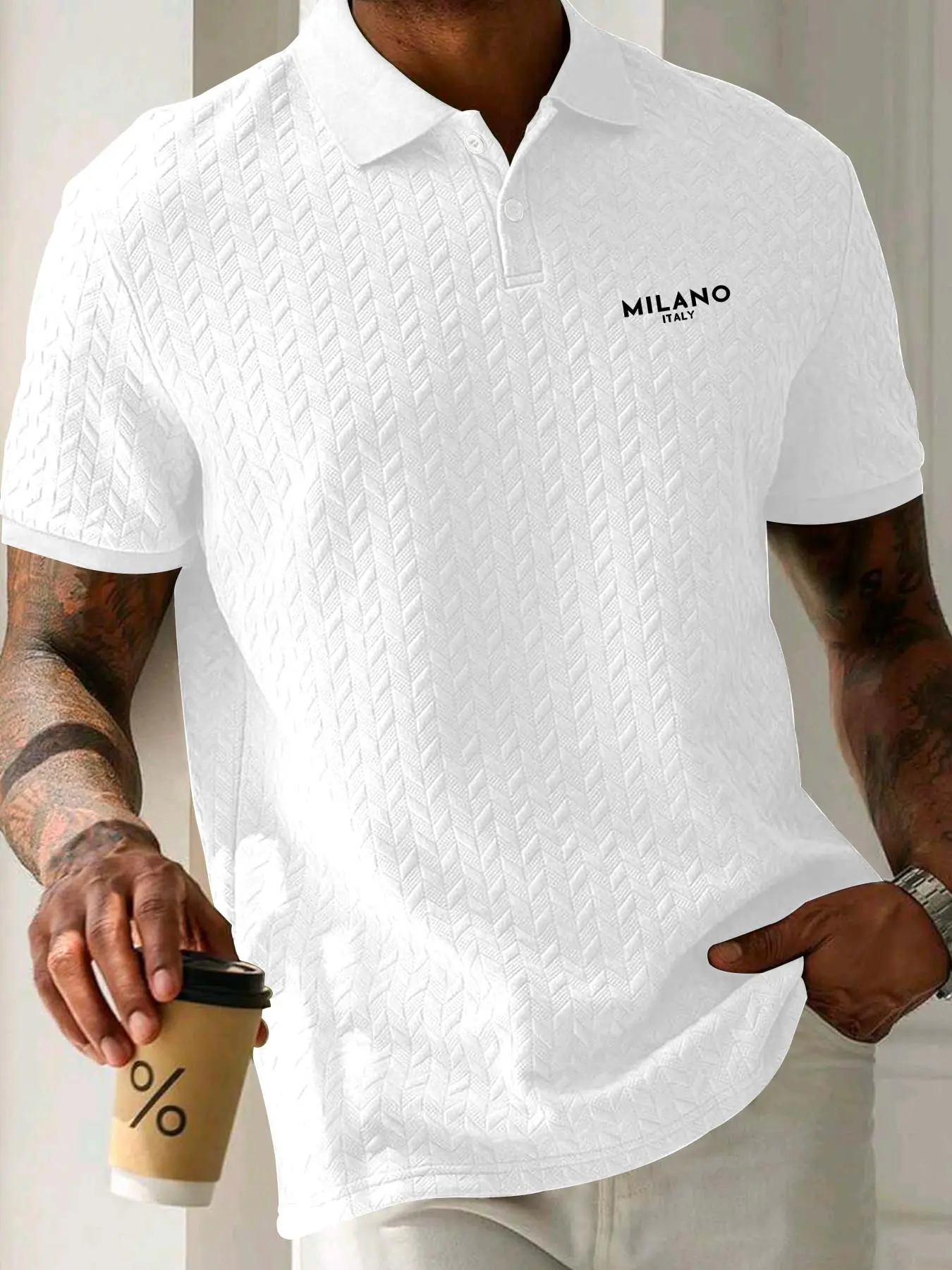 Men's Regular Fit Letter Print Polo Shirt, Casual Short Sleeve Collared Top for Summer, Fashion Men's Clothes for Daily Wear