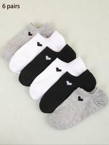 Calcetines cortos de mujer con estampado de corazones, calcetines casuales que absorben la humedad, suaves, cómodos y transpirables para uso diario en todas las estaciones