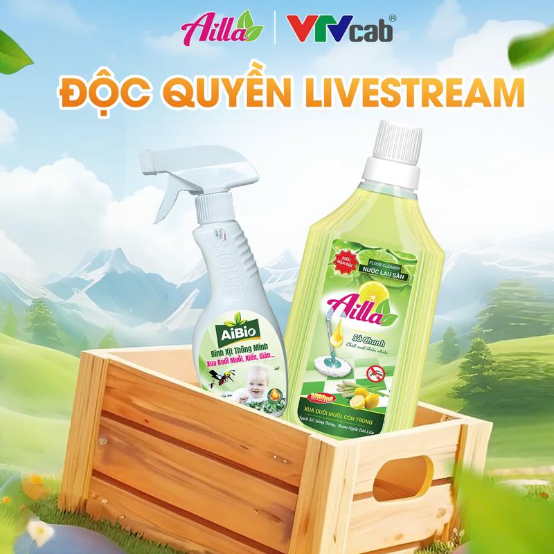  Combo Bình Xịt Aibio Xua Đuổi Muỗi Kiến Gián Hiệu Quả Nhanh Chóng + Nước Lau Sàn Ailla Hương Sả Chanh Chống Trơn Trượt Xua Đuổi Muỗi Côn Trùng 