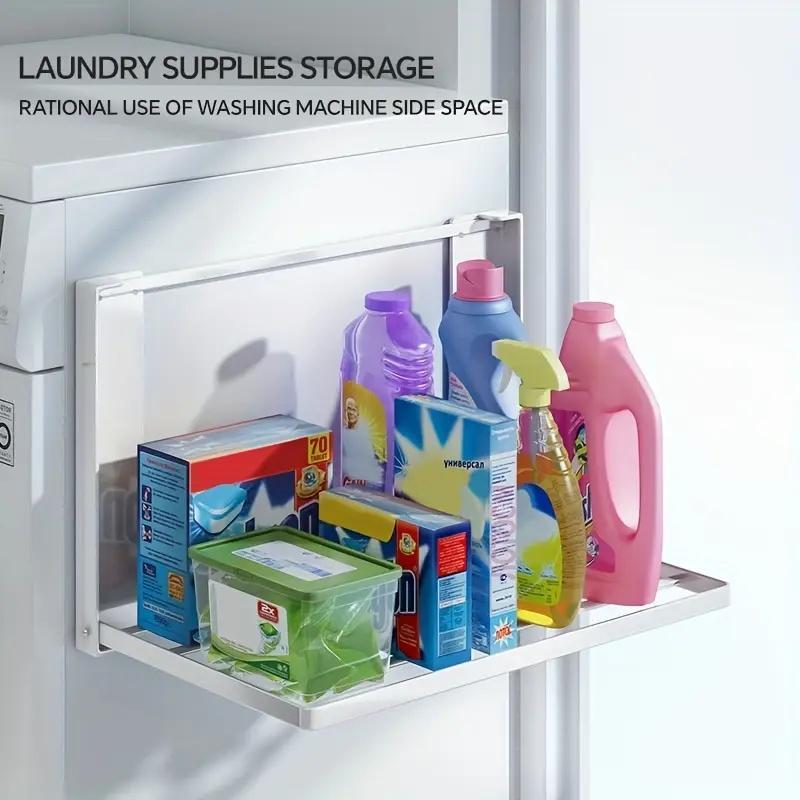 Product Introduction of Magnetic Foldable Storage Rack, 1 Count Wall Mounted Towel Rack, Multifunctional Storage Rack for Bathroom, Laundry Room, Home Organizer 4
