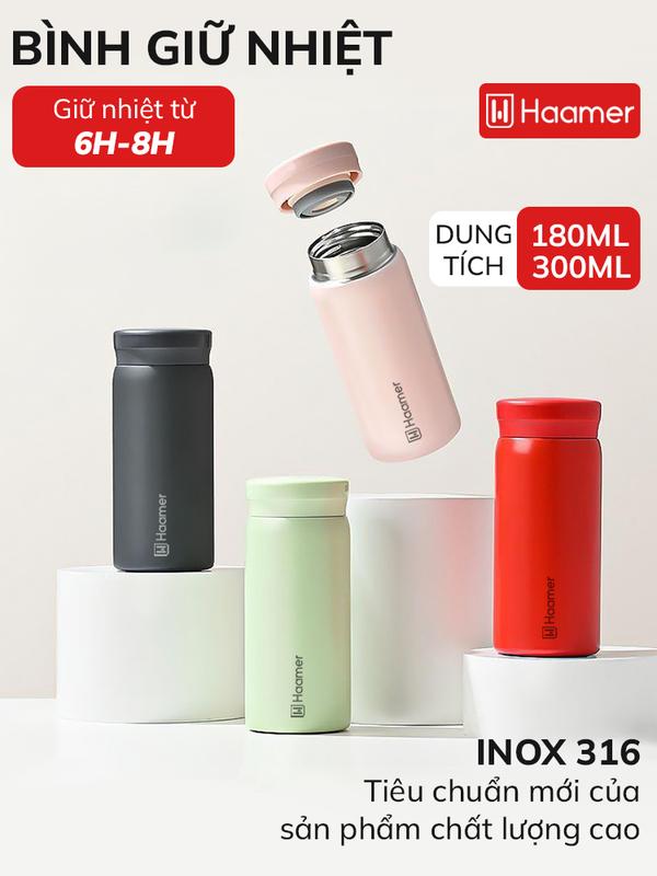  Bình giữ nhiệt cao cấp Haamer inox 316 an toàn cho sức khỏe thiết kế nhỏ gọn dung tích 180ml 300ml - B024 
