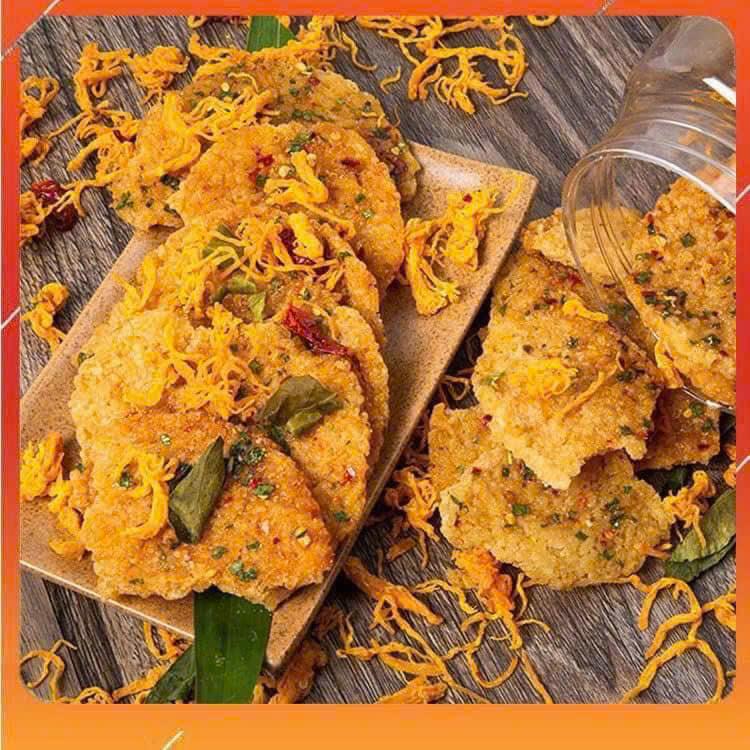 Cơm cháy mắm hành mix khô gà hũ 500gram Ăn Vặt bảo hân Snack Food Thức Ăn