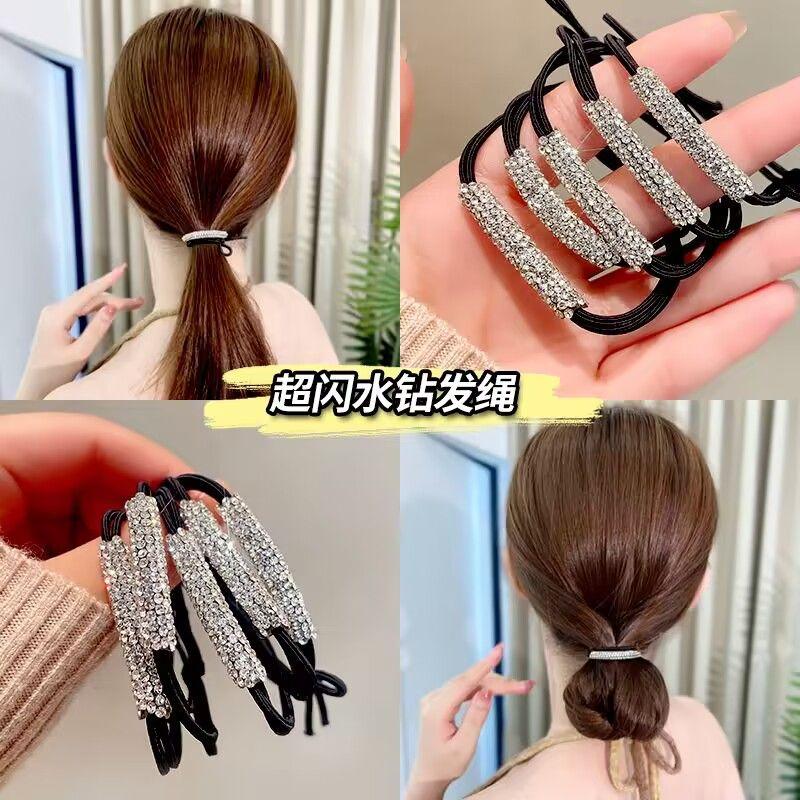Product Introduction of Dây Buộc Tóc Kim Cương Giả, Hàng Mới Về, Dành Cho Người Lớn, Dây Buộc Tóc Đuôi Ngựa Cao Cấp, Dây Cao Su Nữ, Dây Buộc Tóc, Độ Đàn Hồi Cao, Thích Hợp Làm Búi Tóc 8