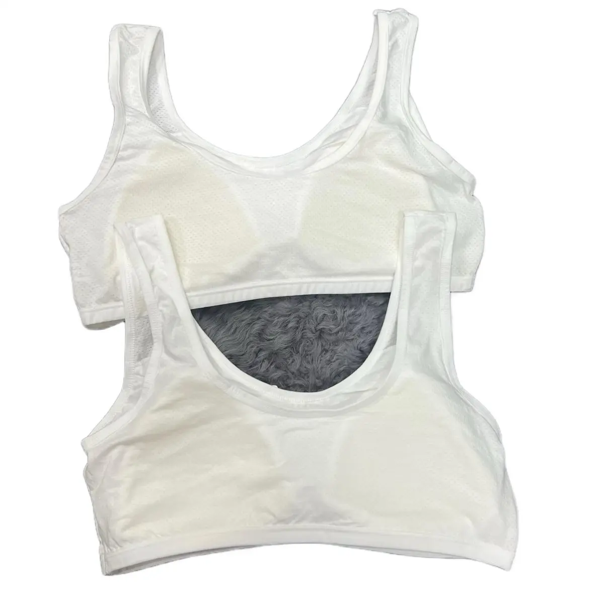 Áo lá học sinh bigsize vải cotton có đệm mỏng may liền Bra Màu Trắng