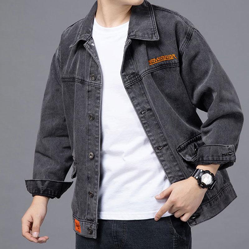 Áo Khoác Denim Thường Ngày Cho Nam, Hàng Mới Về Mùa Xuân Và Mùa Thu, Áo Khoác Dáng Rộng Phong Cách Hàn Quốc, Ngoại Cỡ, Áo Khoác Denim Hợp Xu hướng Quần Áo Nam 8