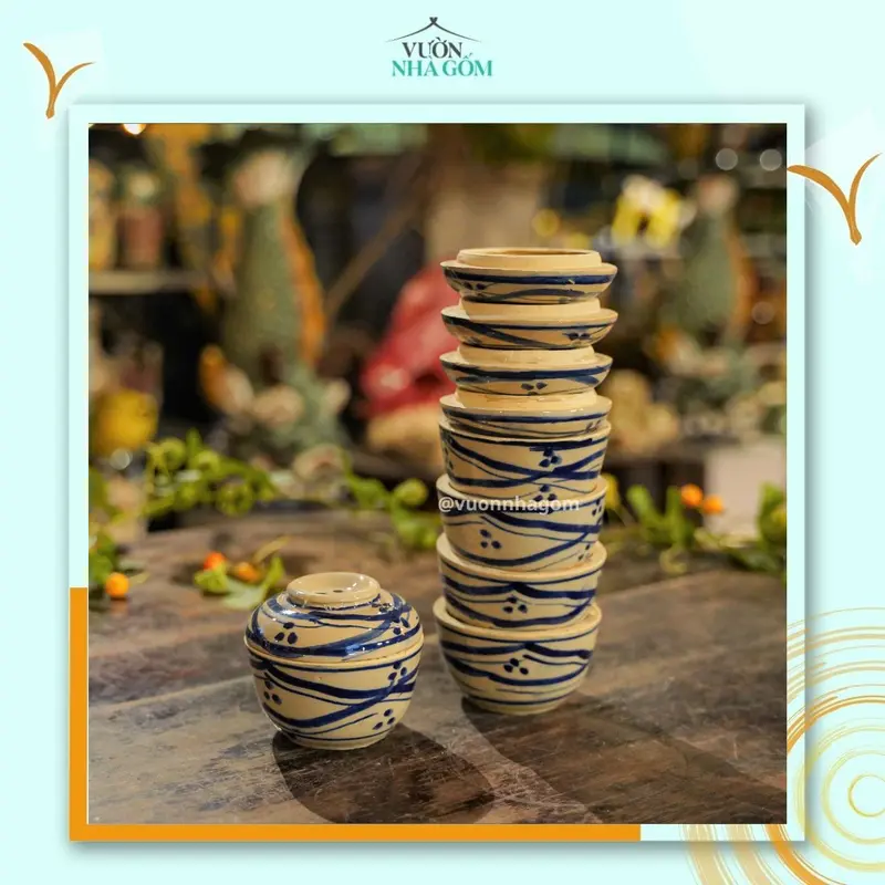 Bộ 5 thố đường kính 9cm thủ công, đựng gia vị size nhỏ 6