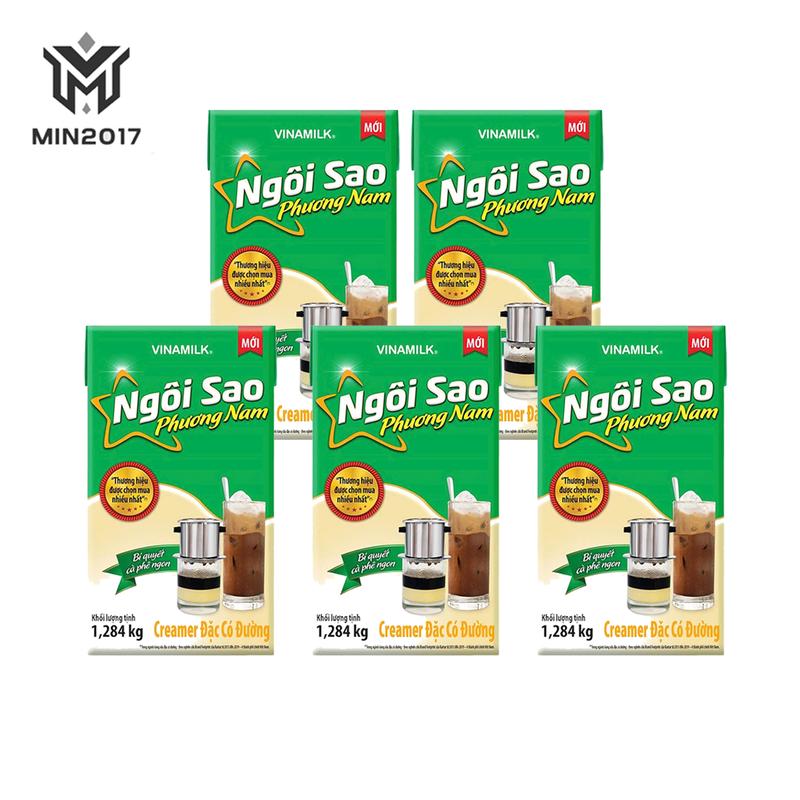 COMBO 05 Hộp 1284G Sữa Đặc Có Đường Ngôi Sao Phương Nam Xanh Lá - Min2017